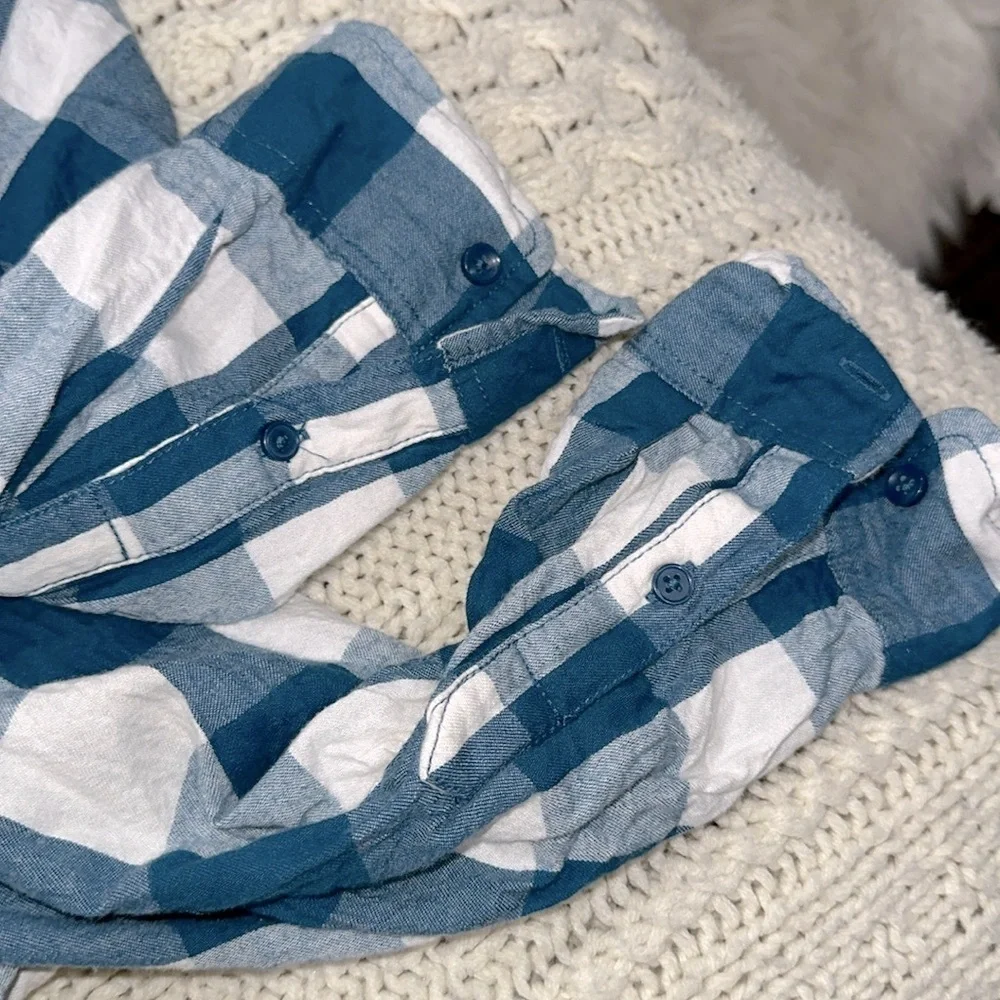 Time and Tru Blue and White Checkered Button-Up Shirt size XXL/20 - Picture 6 of 6